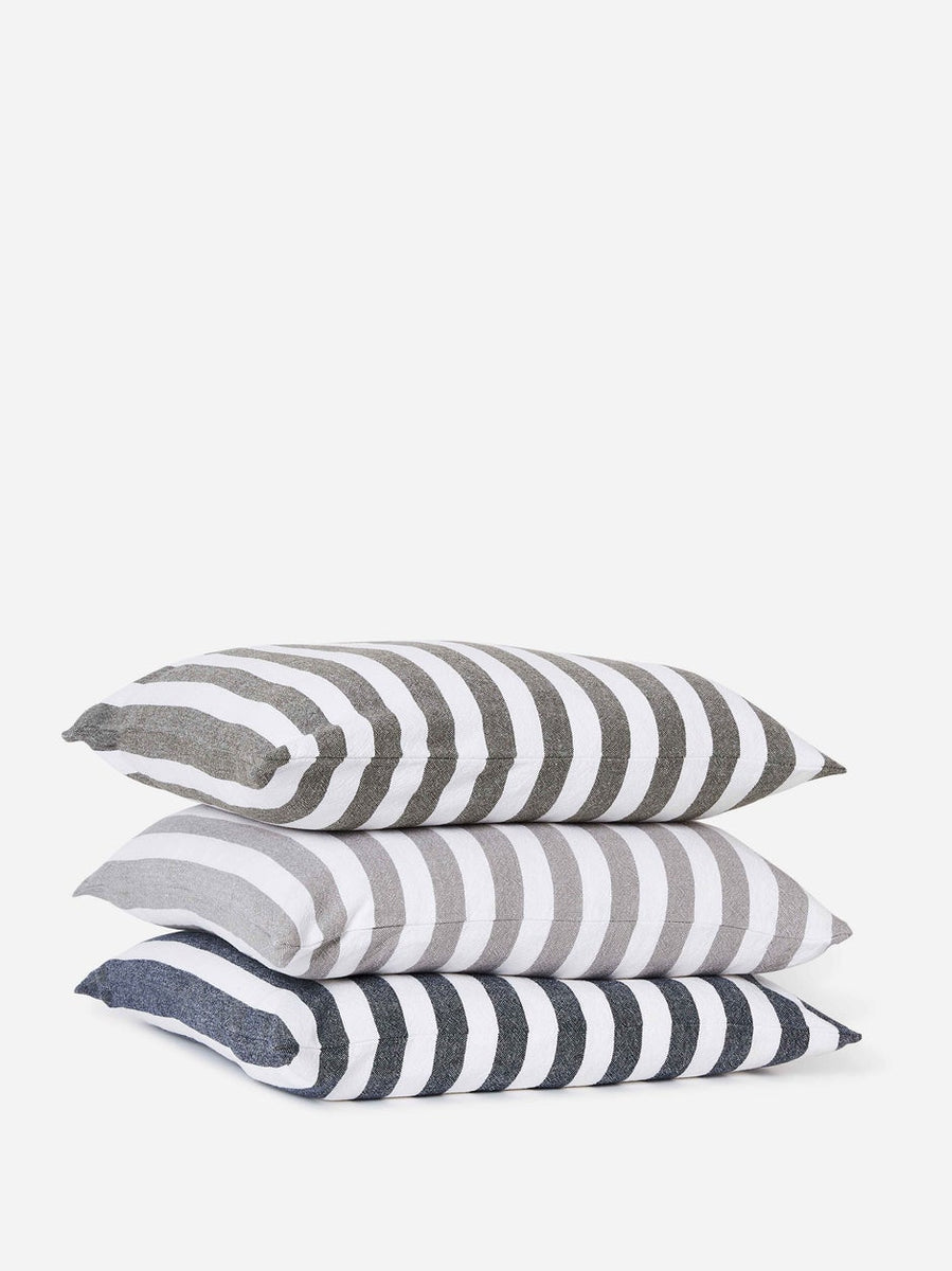 Wide Stripe Washed Cotton Cushion Cover 55x55cm Tussocks Homeware